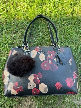Coach Mini Christine Carryall Floral Print Leather bag Gently used
